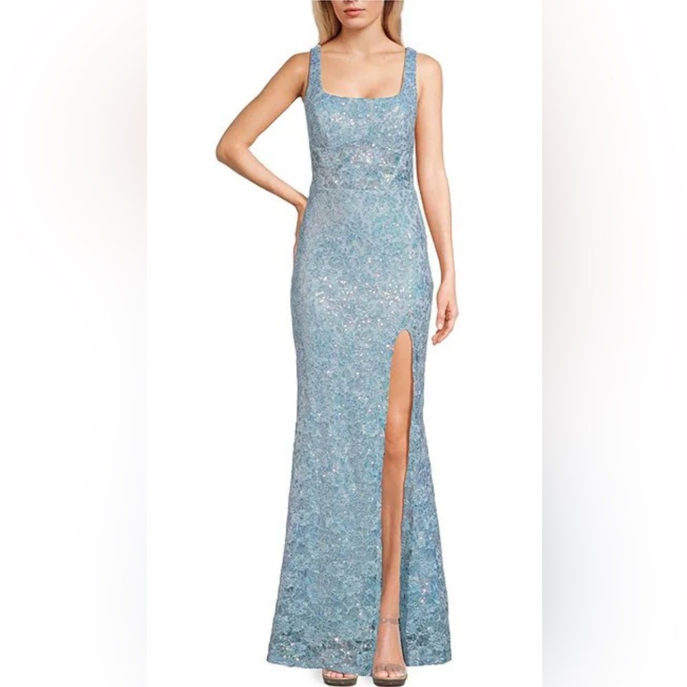 NWT City Vibe Sequin Lace Square Neck Dress - Juniors 5